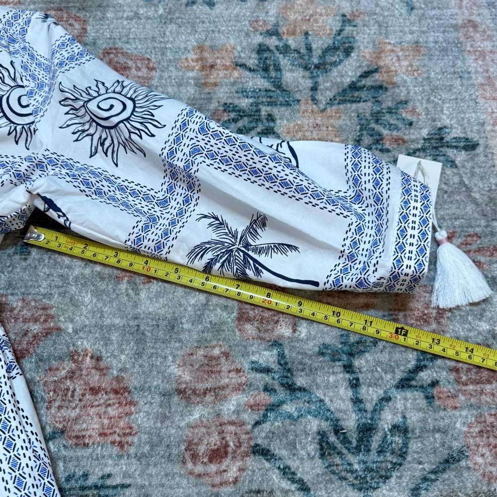 Calypso St Barth Seashell Blue and White Tile Patterned Dress - Picture 12 of 15